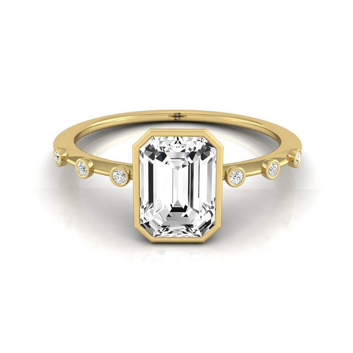 Emerald Cut, Hidden Halo EM, in 18K Yellow Gold – front view | RockHer