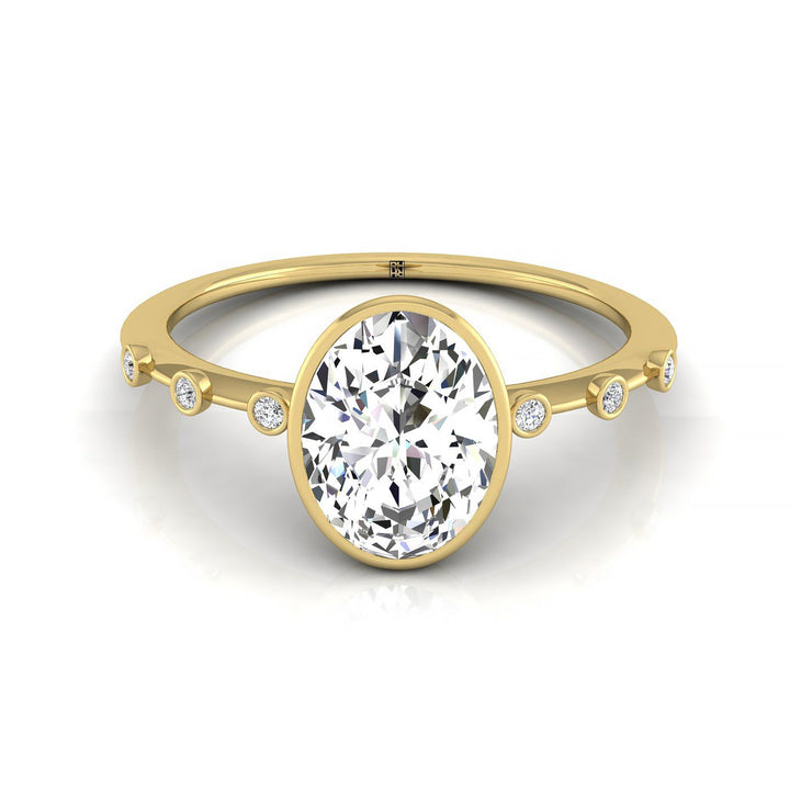 Hidden Halo Oval, in 18K Yellow Gold – front view | RockHer