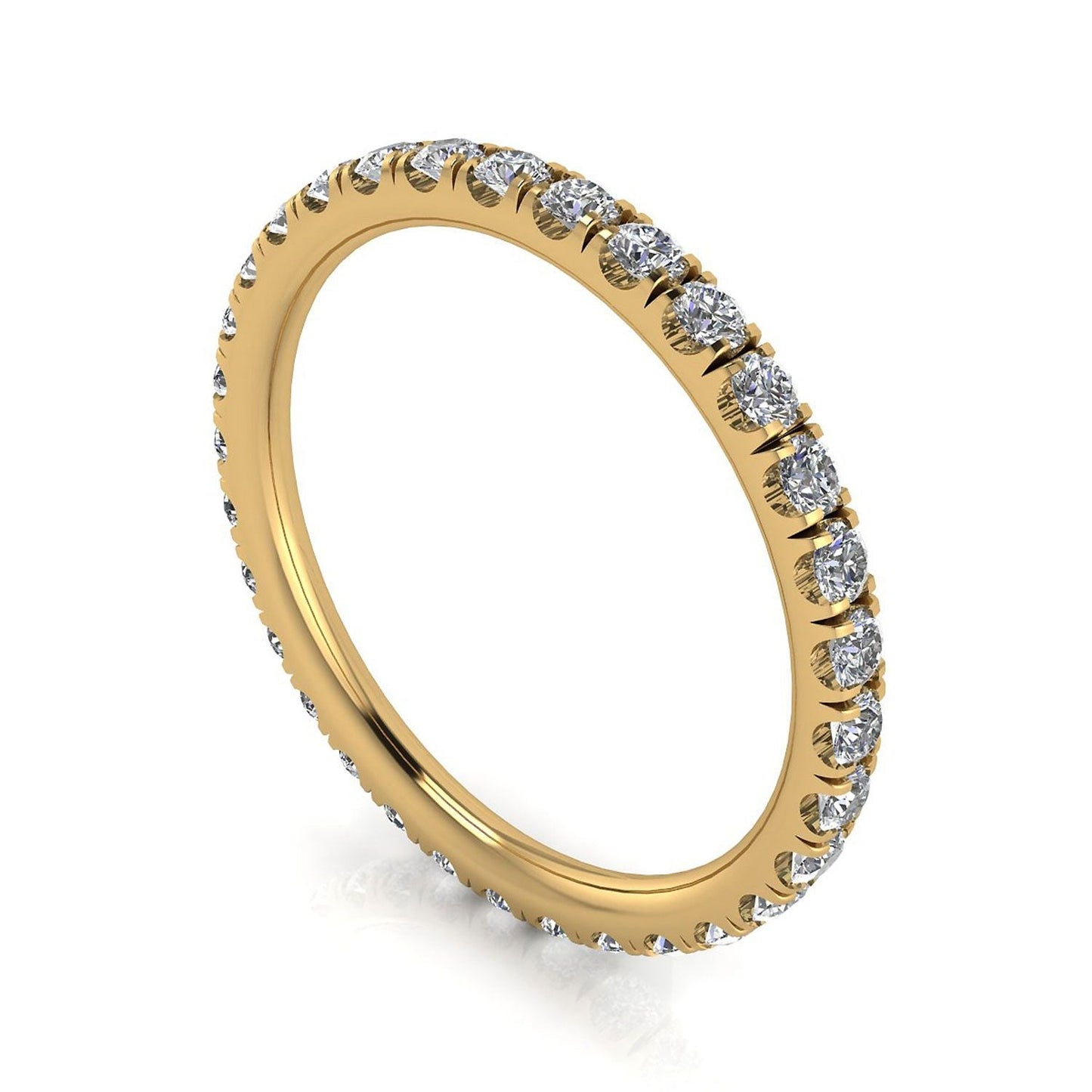 Round Brilliant Cut Diamond Split Prong Set Eternity Ring In 14k Yellow Gold  (1.56ct. Tw.) Ring Size 7.5