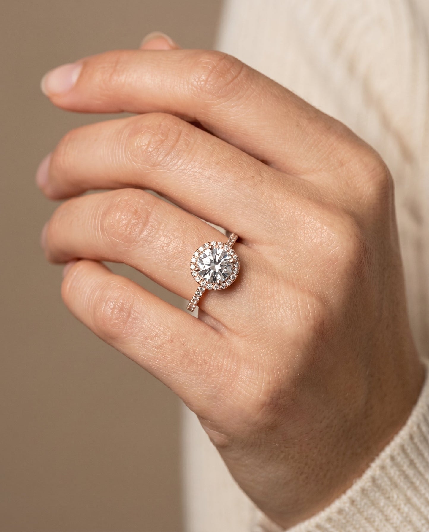 Sonata Select Graduated Shank Pave Halo in 14K Rose Gold – view 3