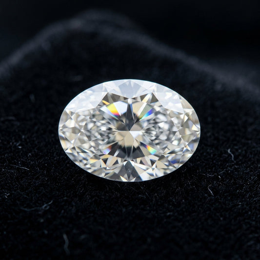 1-1/4 Carat Oval Lab Grown Diamond — black velvet studio view