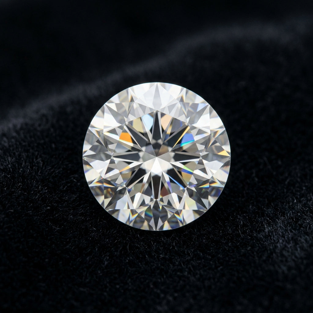 1-1/2 Carat Round Lab Grown Diamond — black velvet studio view