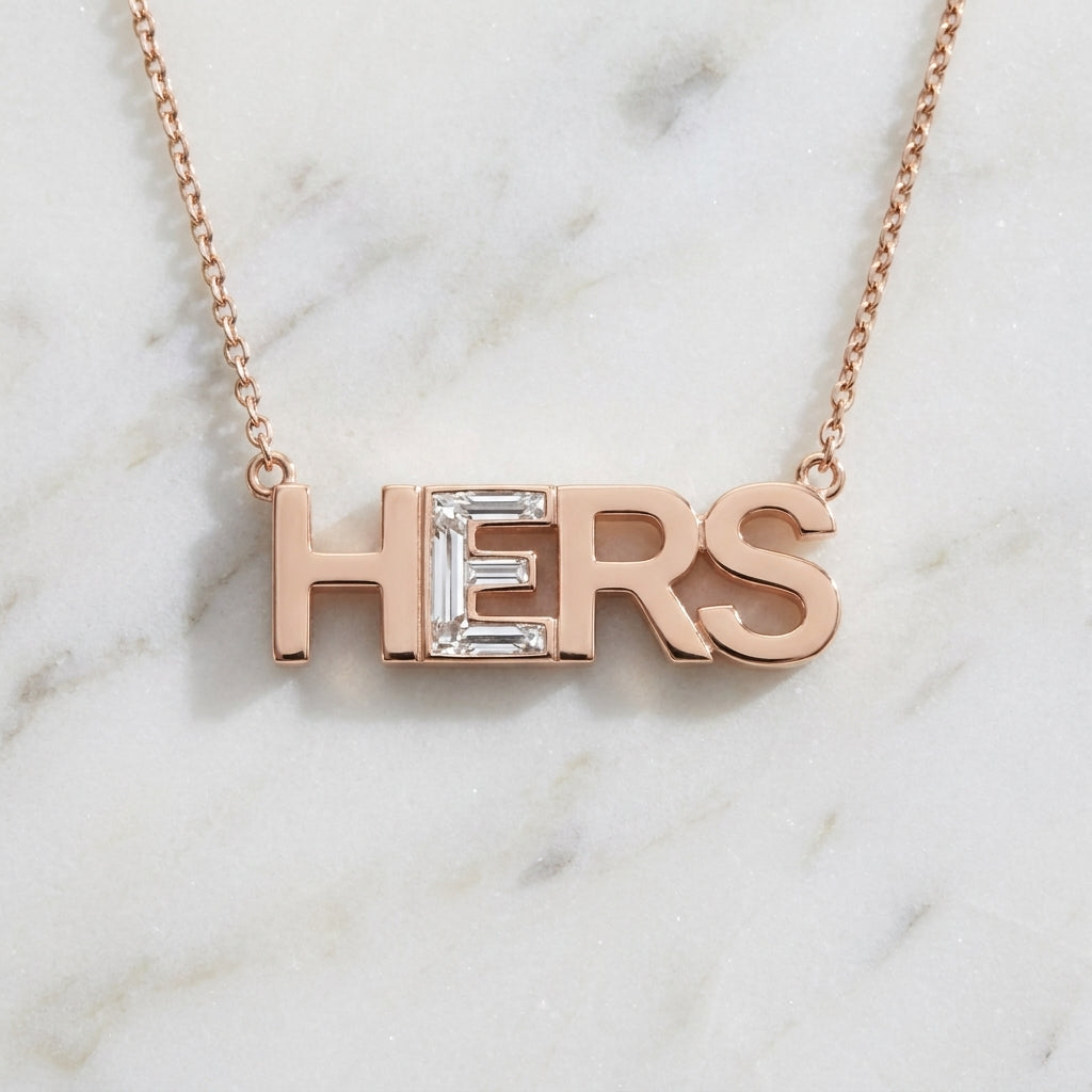 HERS lab-grown diamond letter necklace in 14K Rose Gold