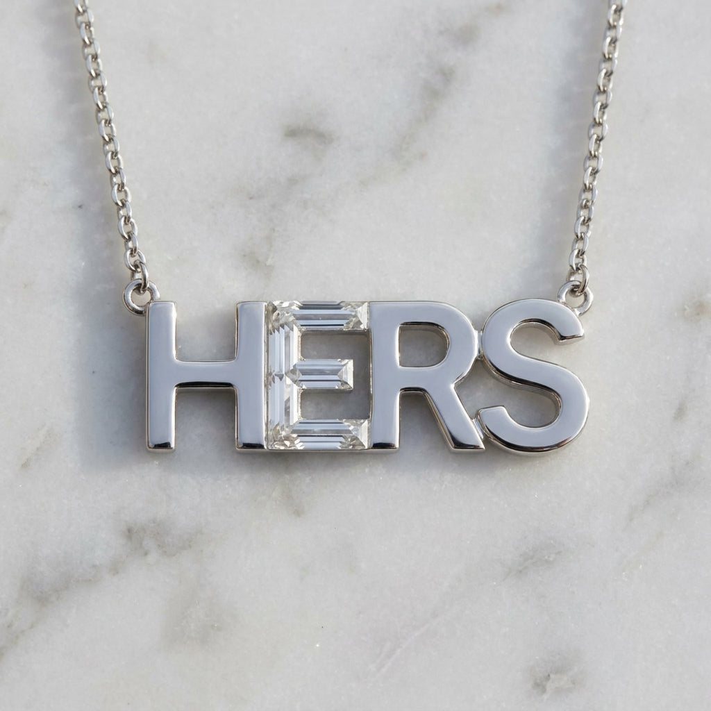 HERS lab-grown diamond letter necklace in 14K White Gold