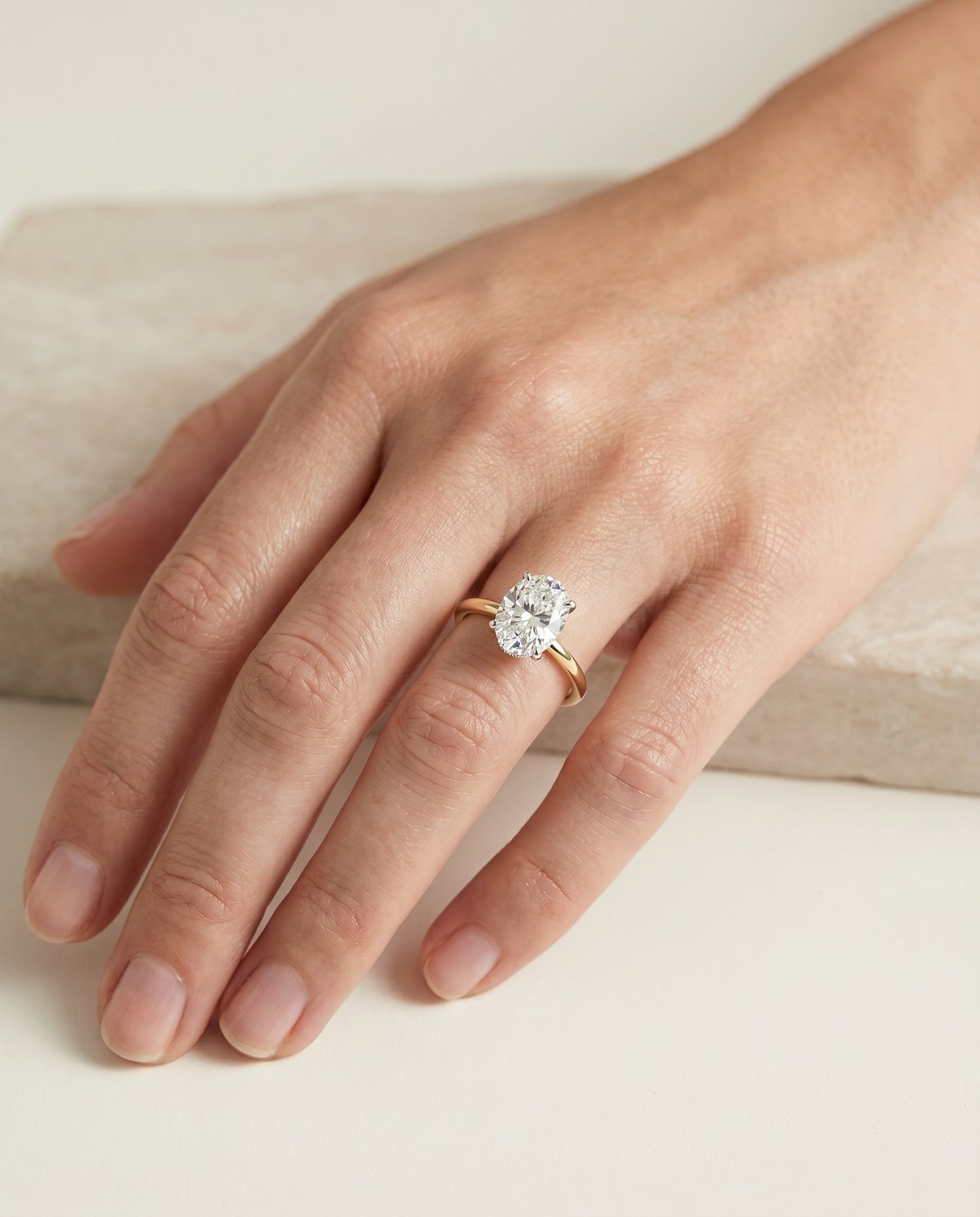 Joni Select Hidden Halo Solitaire Oval in 14K Yellow Gold – view 5
