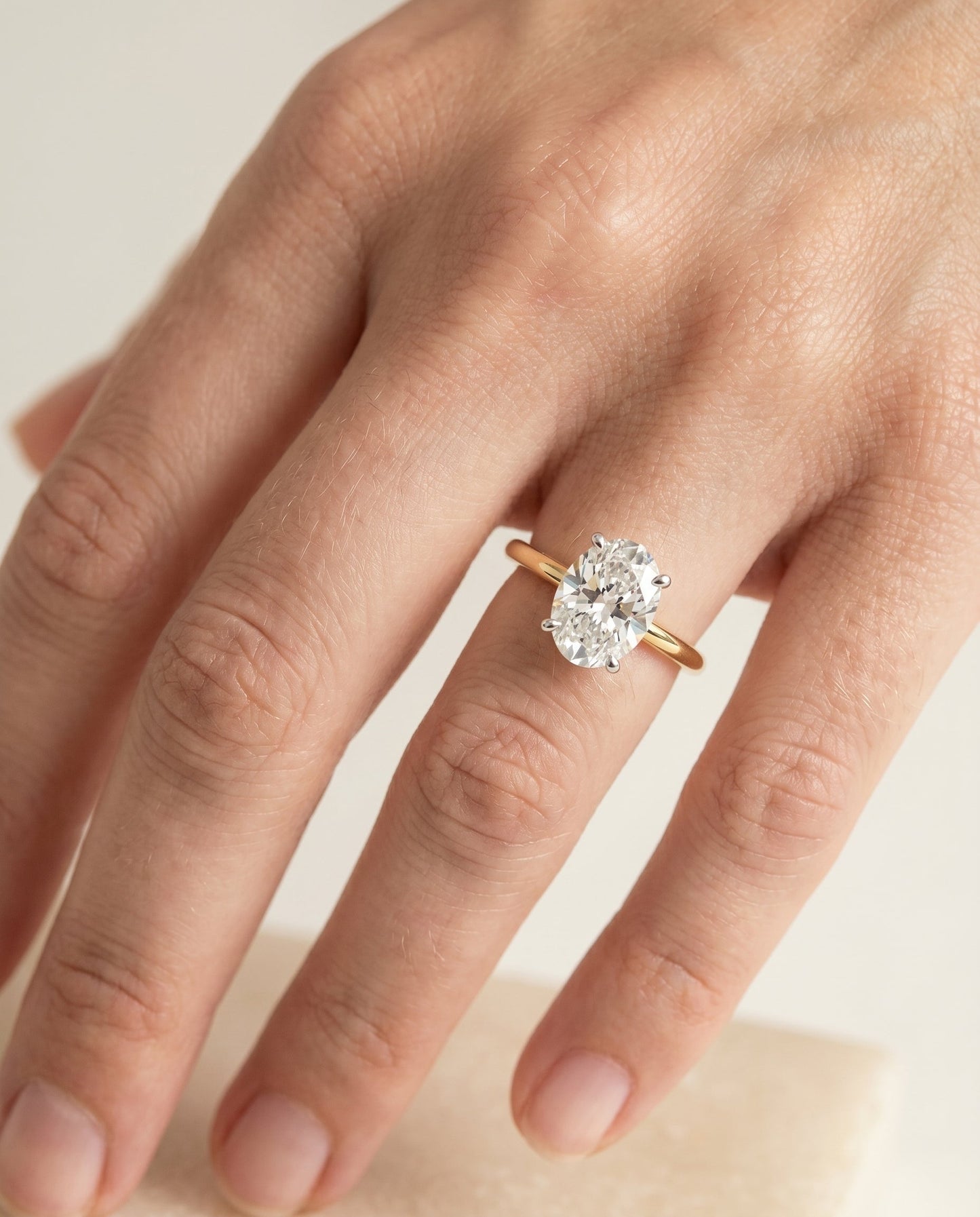 Joni Select Hidden Halo Solitaire Oval in 14K Yellow Gold – view 3