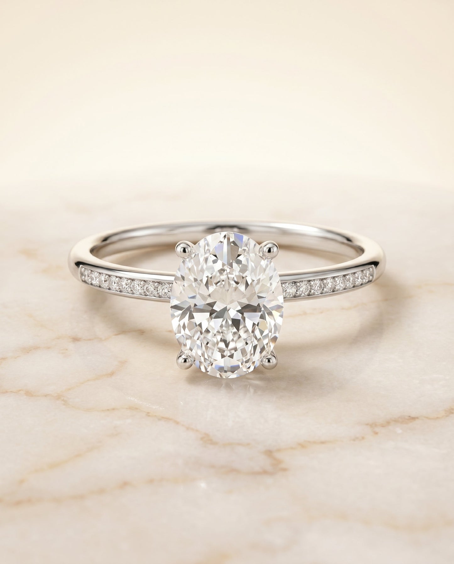 The Brenda Hidden Halo Solitaire Engagement Ring Setting for Oval Diamonds in Platinum | RockHer