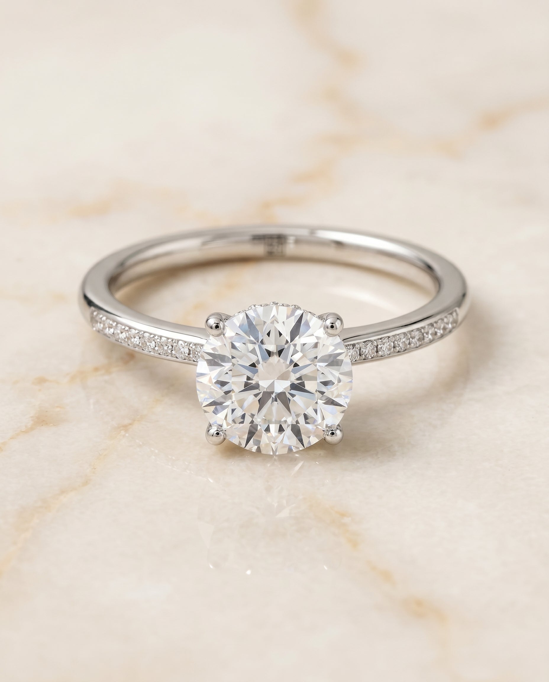 Brenda Select Plat Radiant Engagement Ring With High Hidden Halo With 42 Prong S – view 1