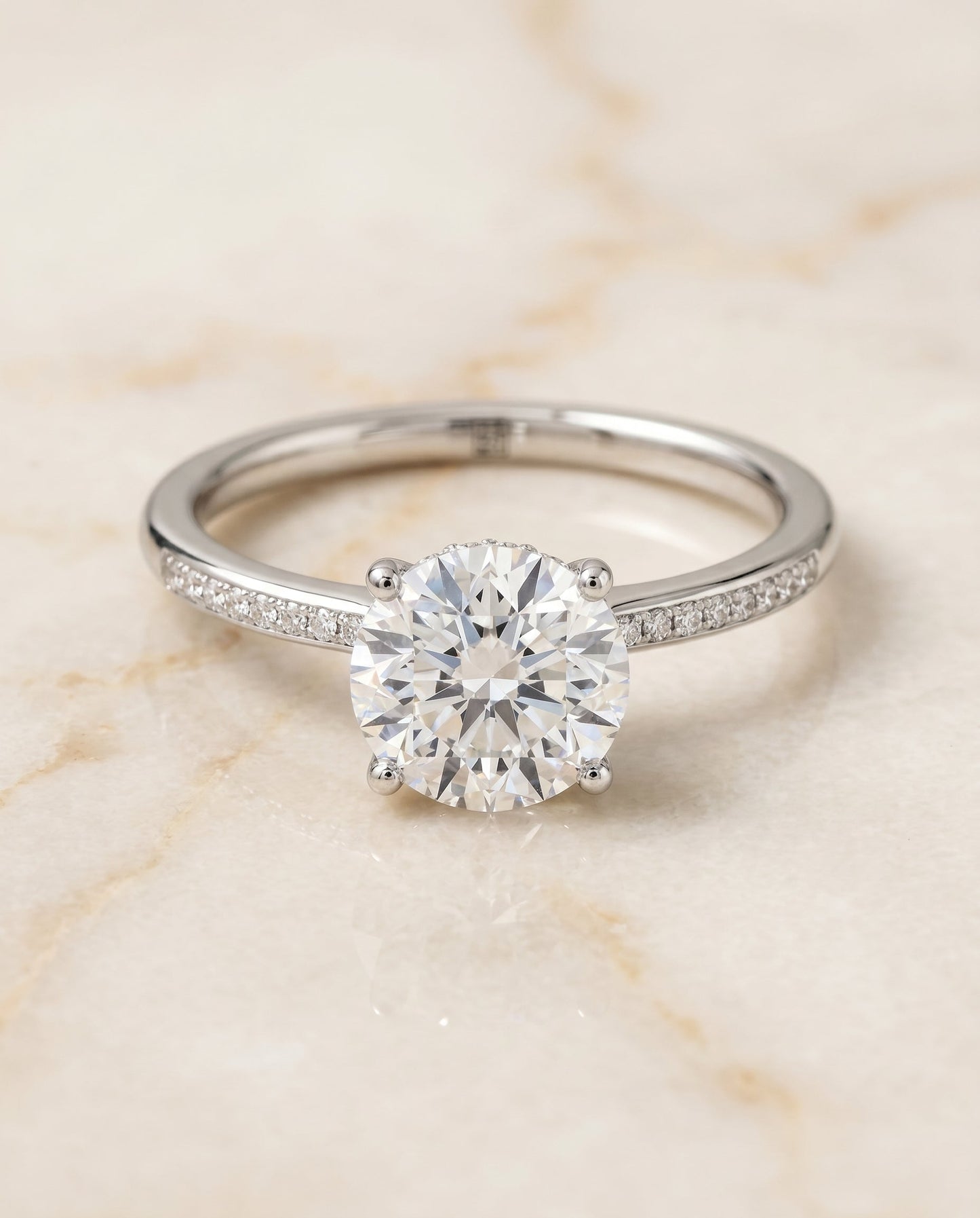 Brenda Select Plat Radiant Engagement Ring With High Hidden Halo With 42 Prong S – view 1