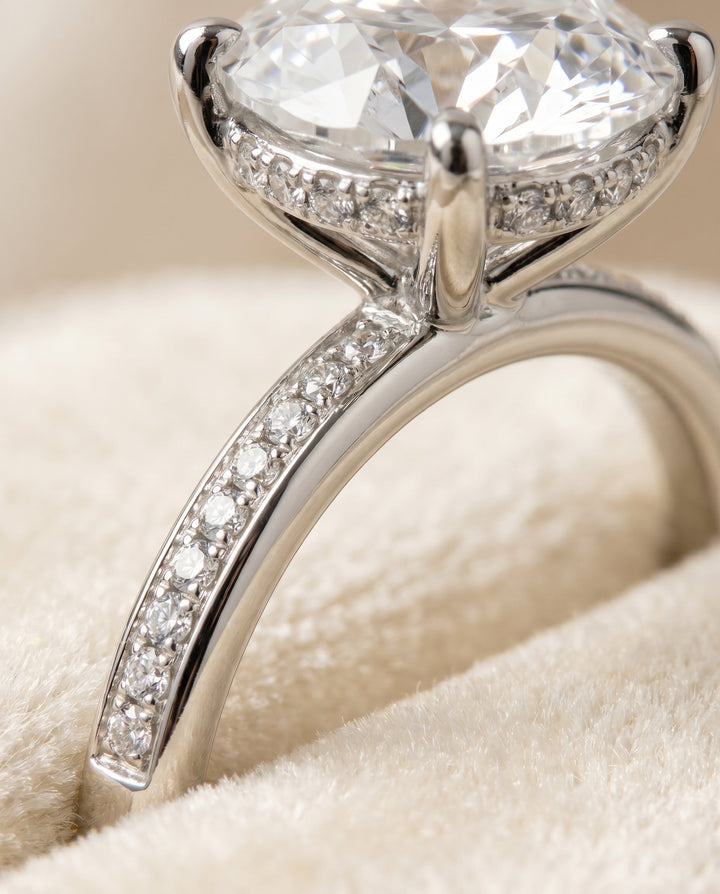 Brenda Select Plat Radiant Engagement Ring With High Hidden Halo With 42 Prong S – view 4