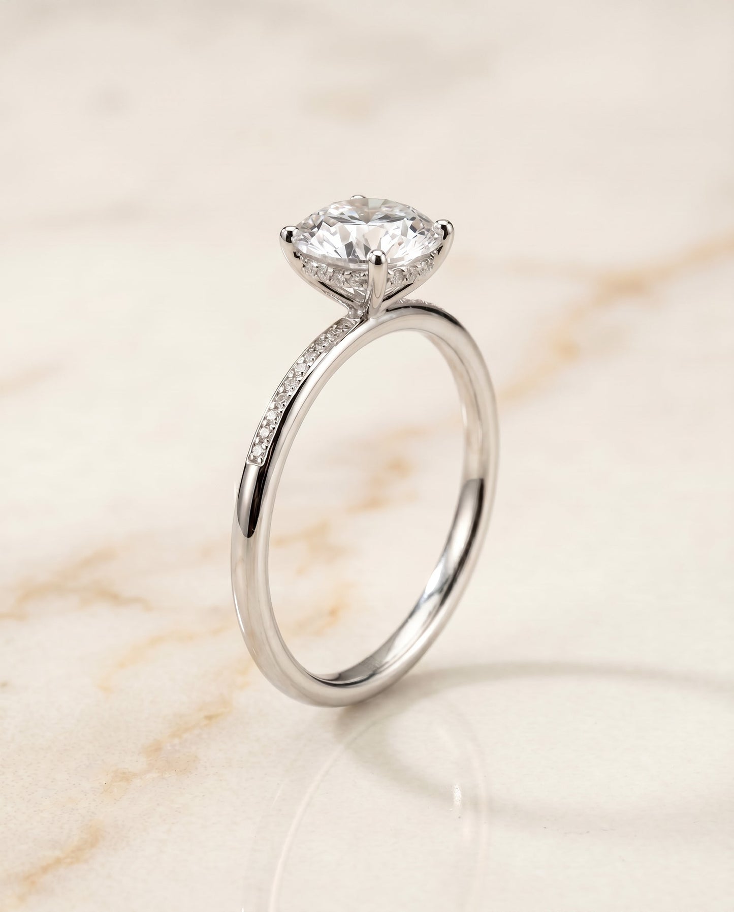 Brenda Select Plat Radiant Engagement Ring With High Hidden Halo With 42 Prong S – view 2