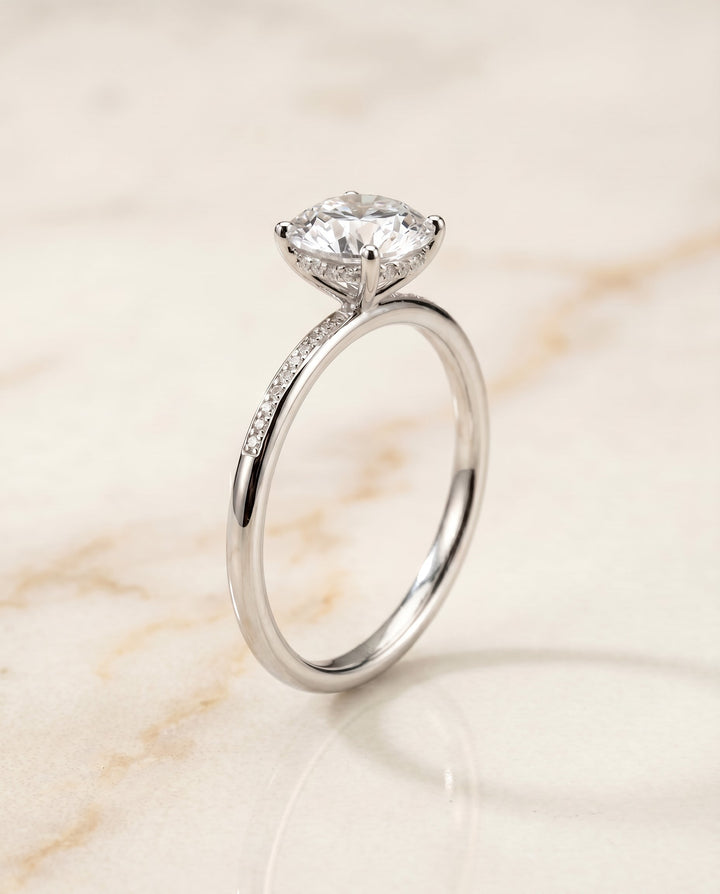 Brenda Select Plat Radiant Engagement Ring With High Hidden Halo With 42 Prong S – view 2