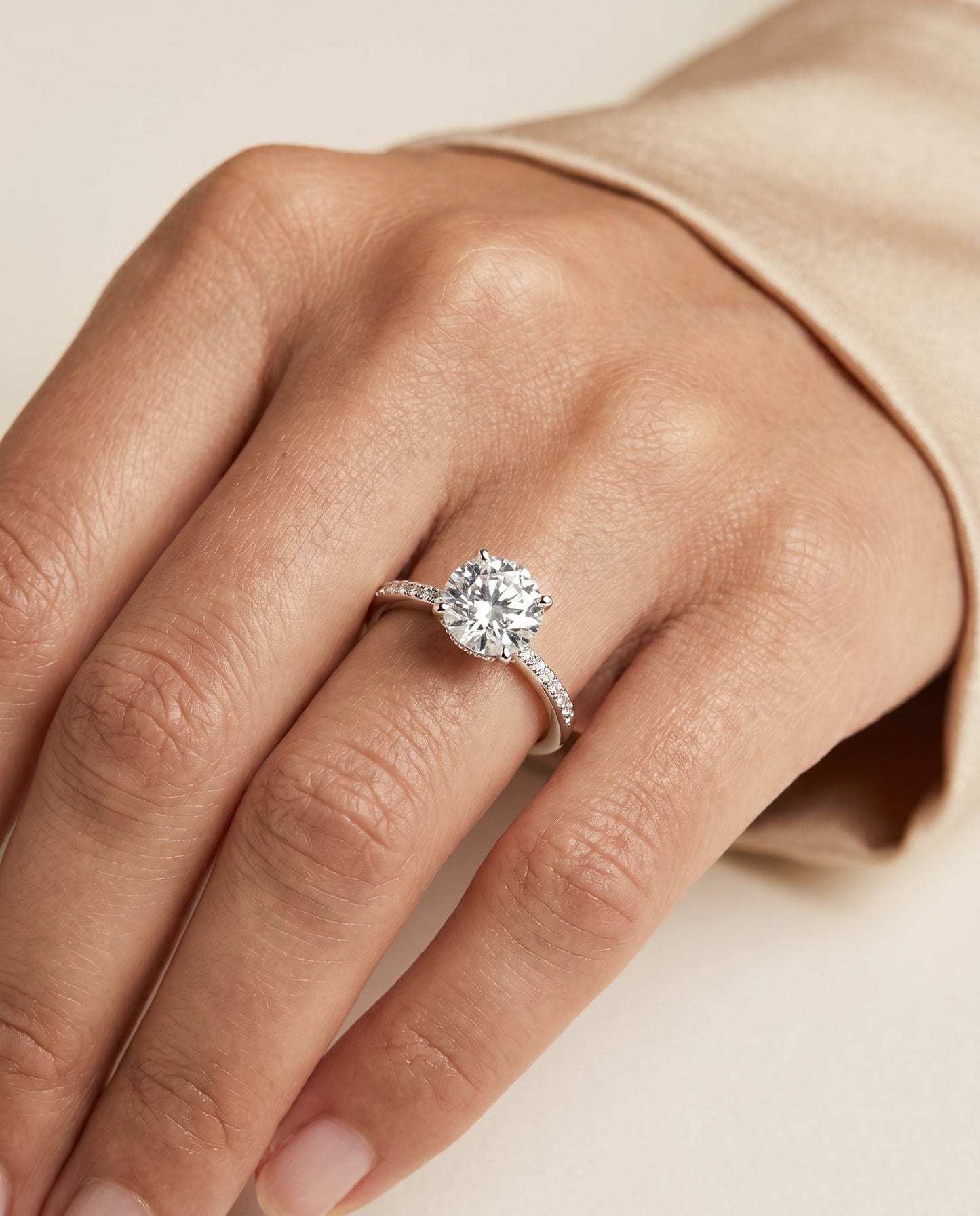 Brenda Select Plat Radiant Engagement Ring With High Hidden Halo With 42 Prong S – view 3