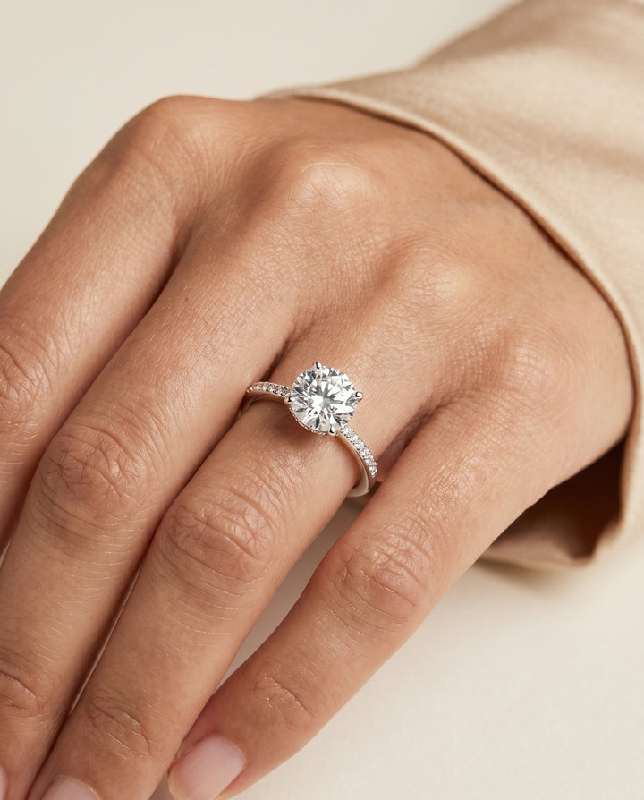 Brenda Select Plat Radiant Engagement Ring With High Hidden Halo With 42 Prong S – view 3