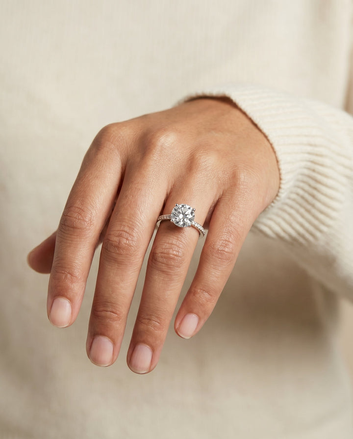 Brenda Select Plat Radiant Engagement Ring With High Hidden Halo With 42 Prong S – view 5