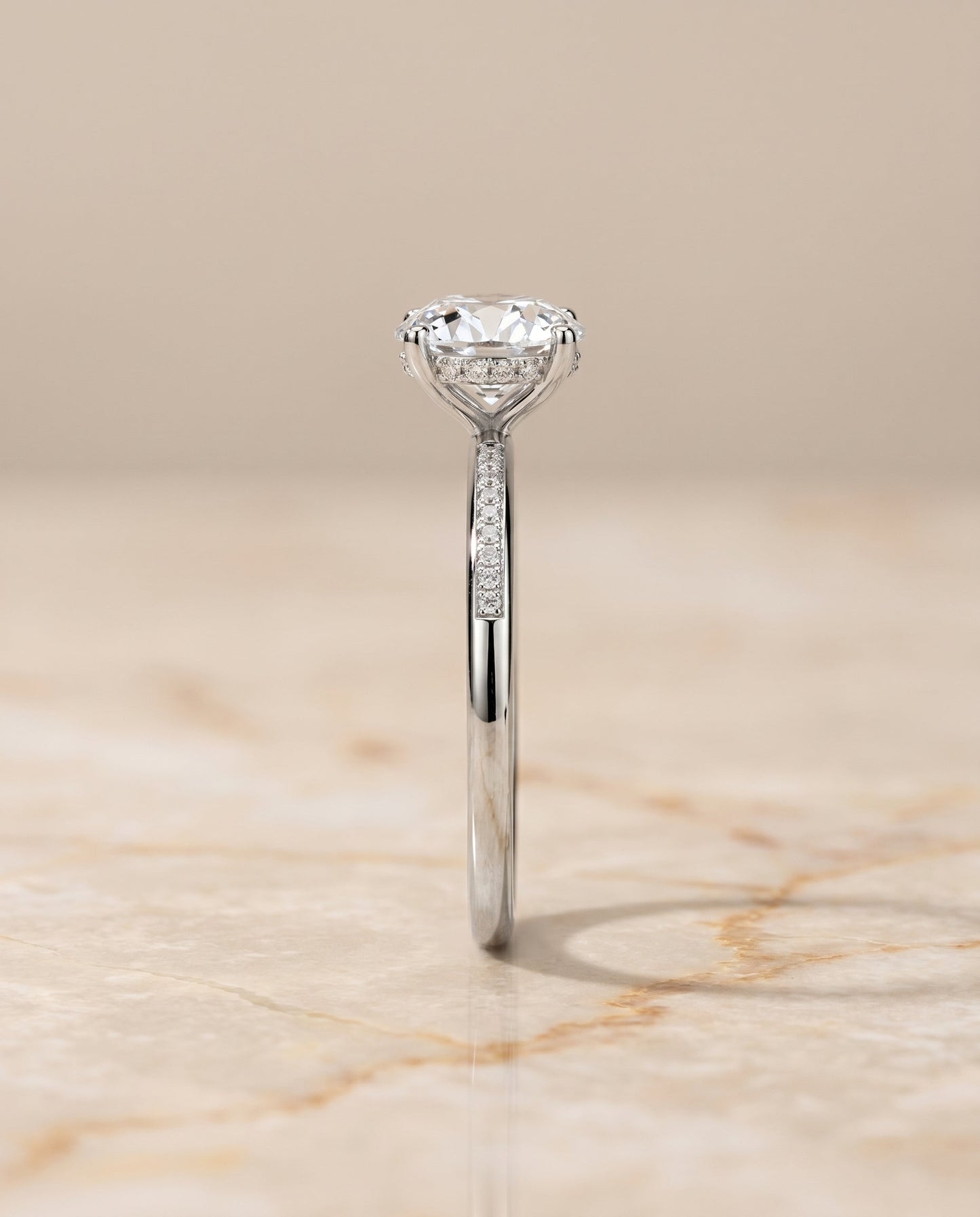 Brenda Select Plat Radiant Engagement Ring With High Hidden Halo With 42 Prong S – view 6