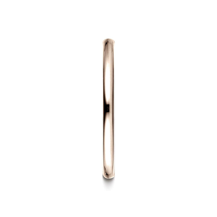 14k Rose Gold 2 Mm Slightly Domed Standard Comfort-fit Ring