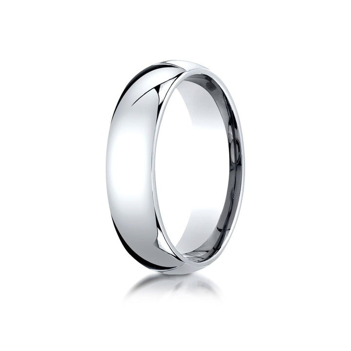 6mm Slightly Domed Comfort-Fit Wedding Band, in 14K White Gold | RockHer