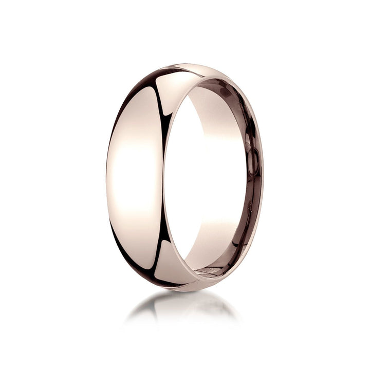 7mm Slightly Domed Comfort-Fit Wedding Band, in 14K Rose Gold | RockHer