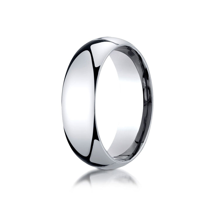 7mm Slightly Domed Comfort-Fit Wedding Band, in 18K White Gold | RockHer