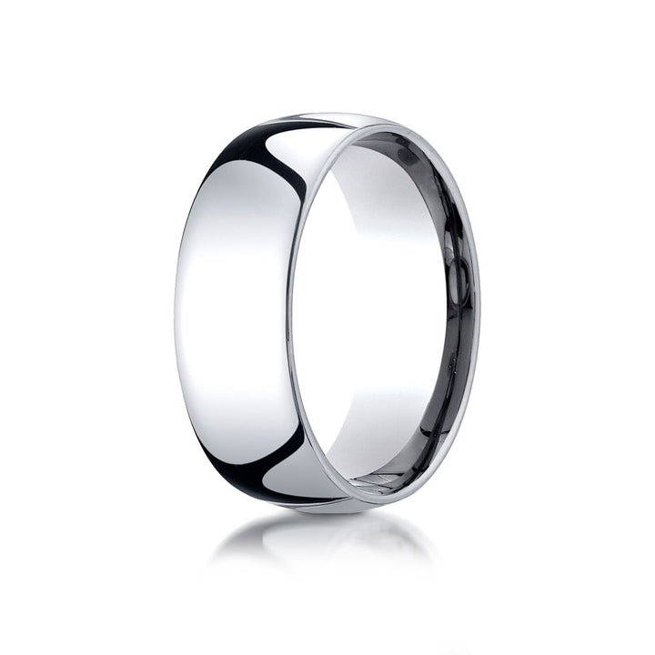 8mm Slightly Domed Comfort-Fit Wedding Band, in 18K White Gold | RockHer
