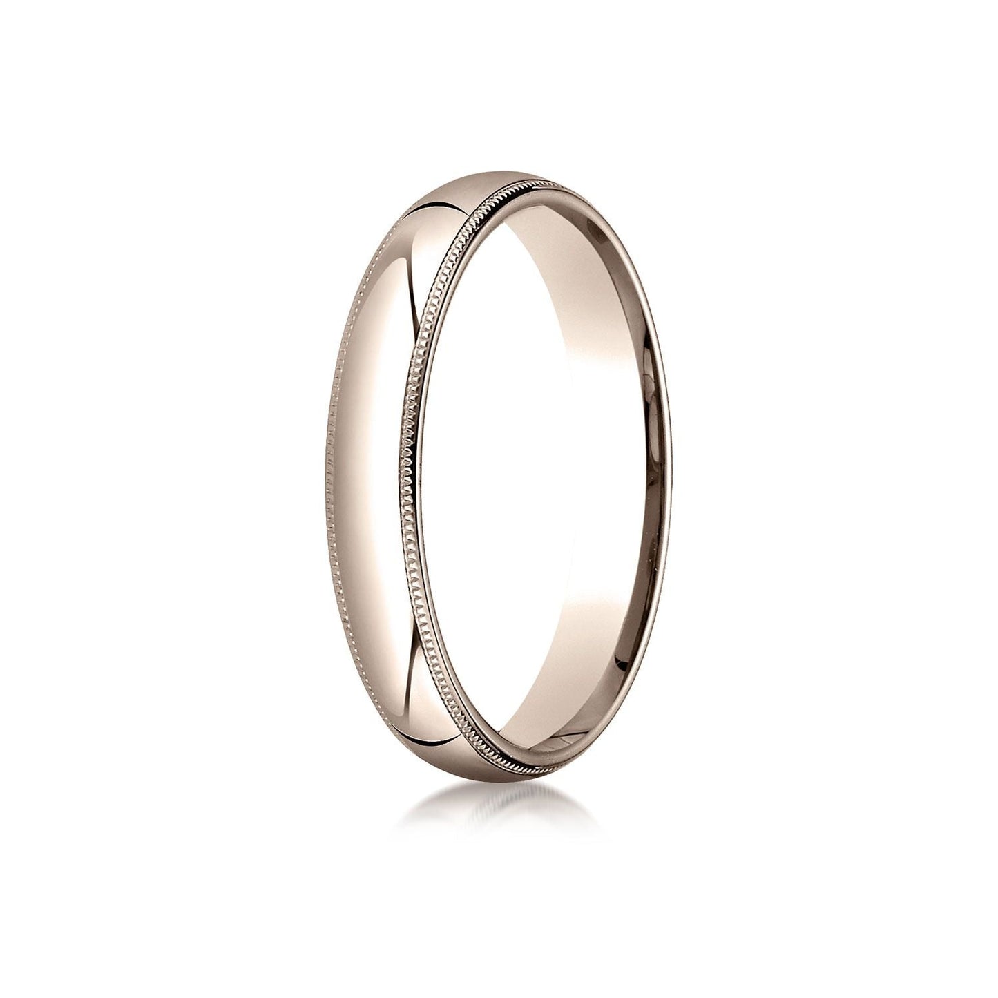 แหวนทองคำชมพู 14k ขนาด 4 มม. แบบโดมเล็กน้อย มาตรฐานแบบสบาย พร้อมลวดลายมิลเกรน