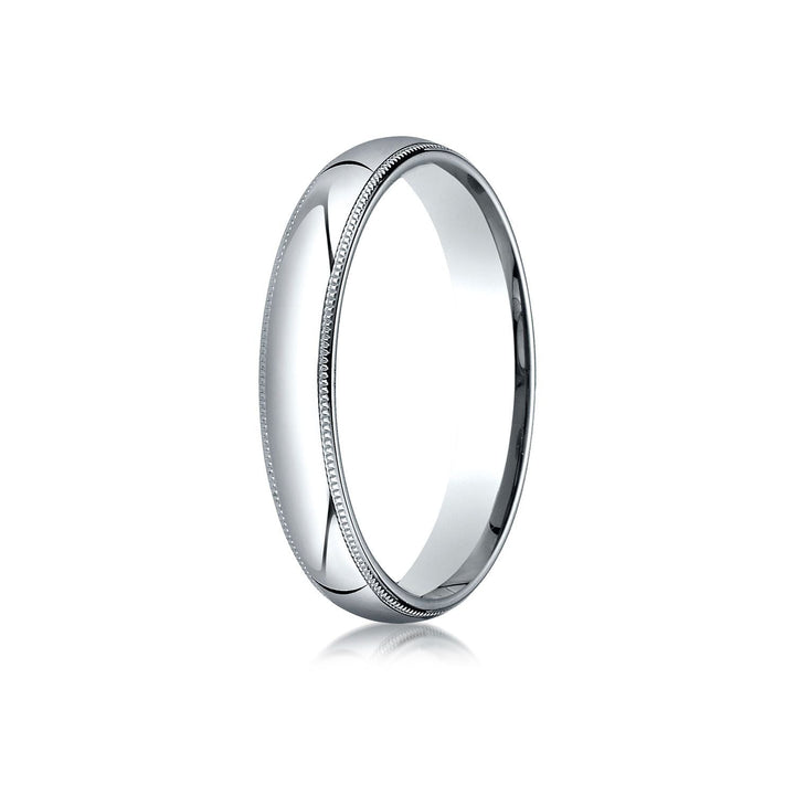 4mm Slightly Domed Double Milgrain Comfort-Fit Wedding Band, in 18K White Gold | RockHer