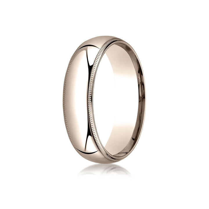 6mm Slightly Domed Milgrain Comfort-Fit Wedding Band, in 14K Rose Gold | RockHer