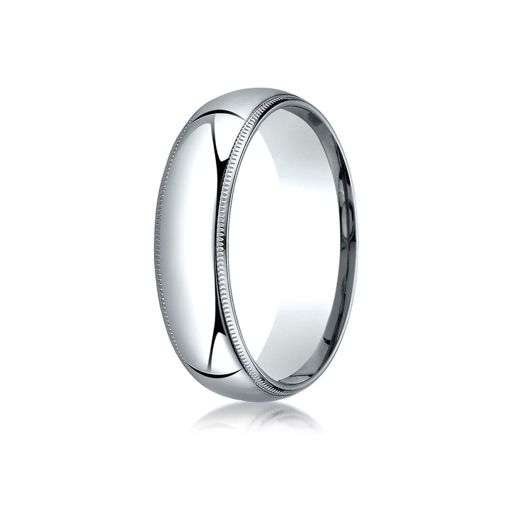 6mm Slightly Domed Milgrain Comfort-Fit Wedding Band, in 14K White Gold | RockHer