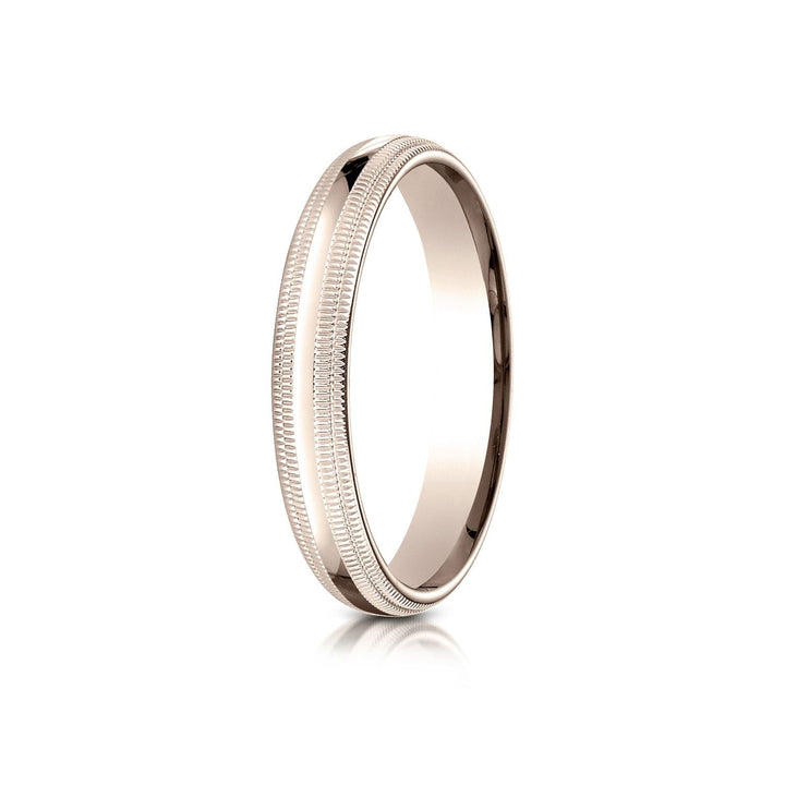 4mm Slightly Domed Double Milgrain Comfort-Fit Wedding Band, in 14K Rose Gold | RockHer