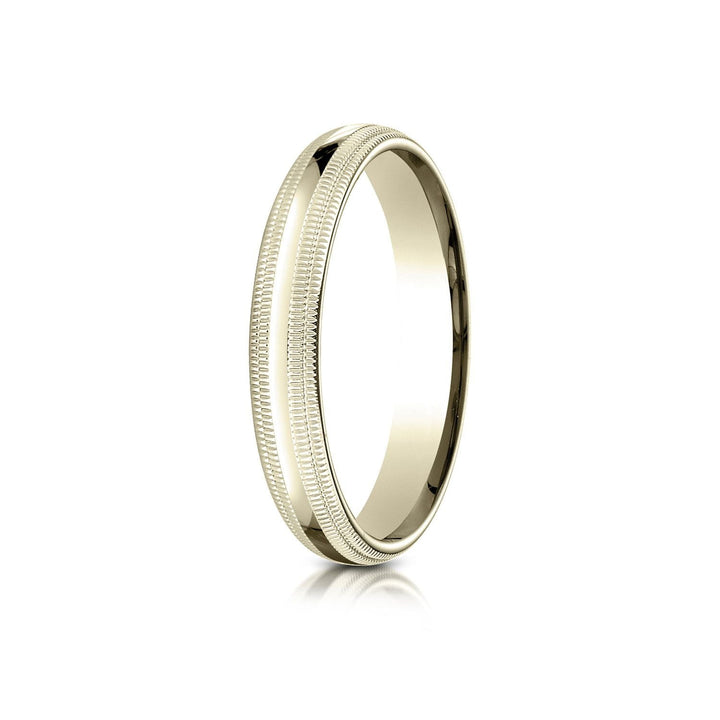4mm Slightly Domed Double Milgrain Comfort-Fit Wedding Band, in 18K Yellow Gold | RockHer