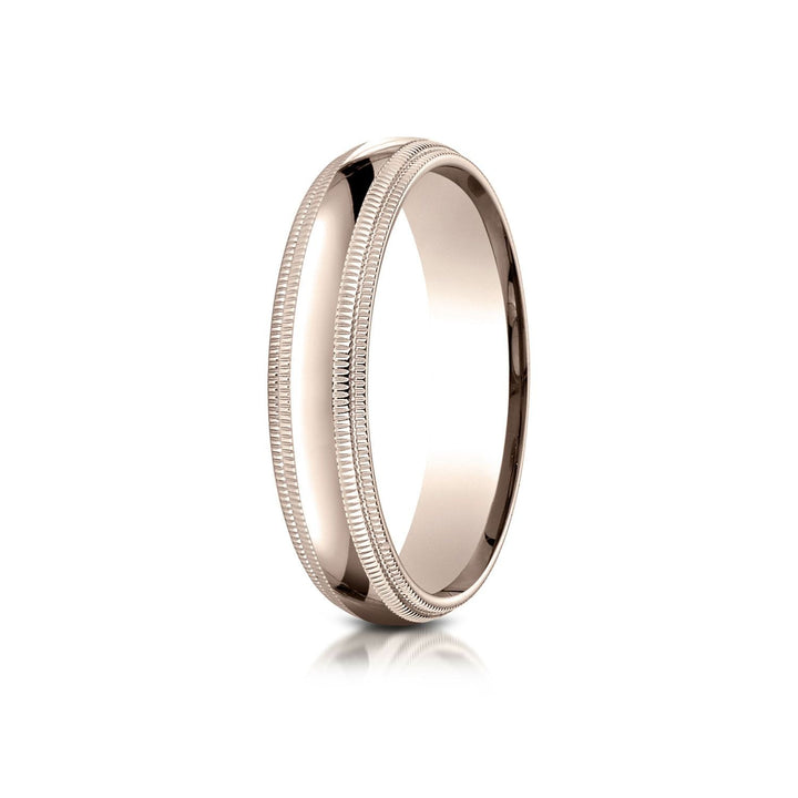 5mm Slightly Domed Double Milgrain Comfort-Fit Wedding Band, in 14K Rose Gold | RockHer
