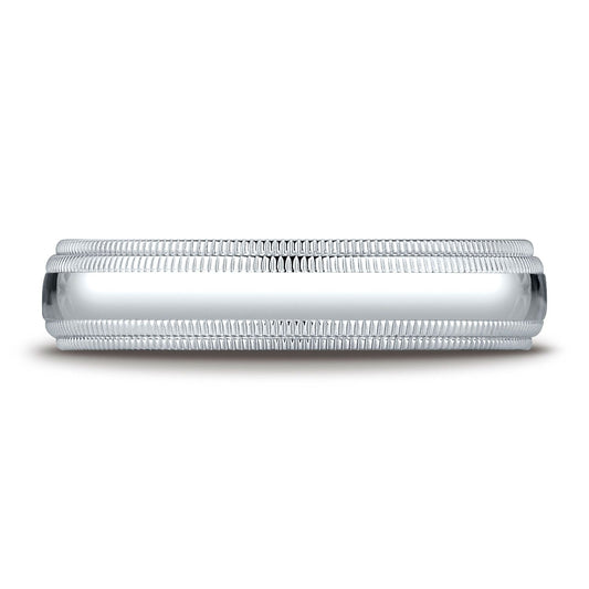 แหวนแพลทินัม 5 มม. แบบโค้งเล็กน้อย ดีไซน์มาตรฐาน ใส่สบาย พร้อมลายมิลเกรนคู่