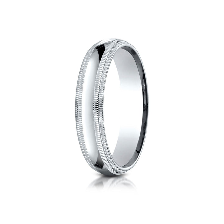 5mm Slightly Domed Double Milgrain Comfort-Fit Wedding Band, in 14K White Gold | RockHer