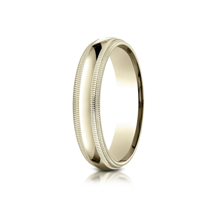 5mm Slightly Domed Double Milgrain Comfort-Fit Wedding Band, in 14K Yellow Gold | RockHer
