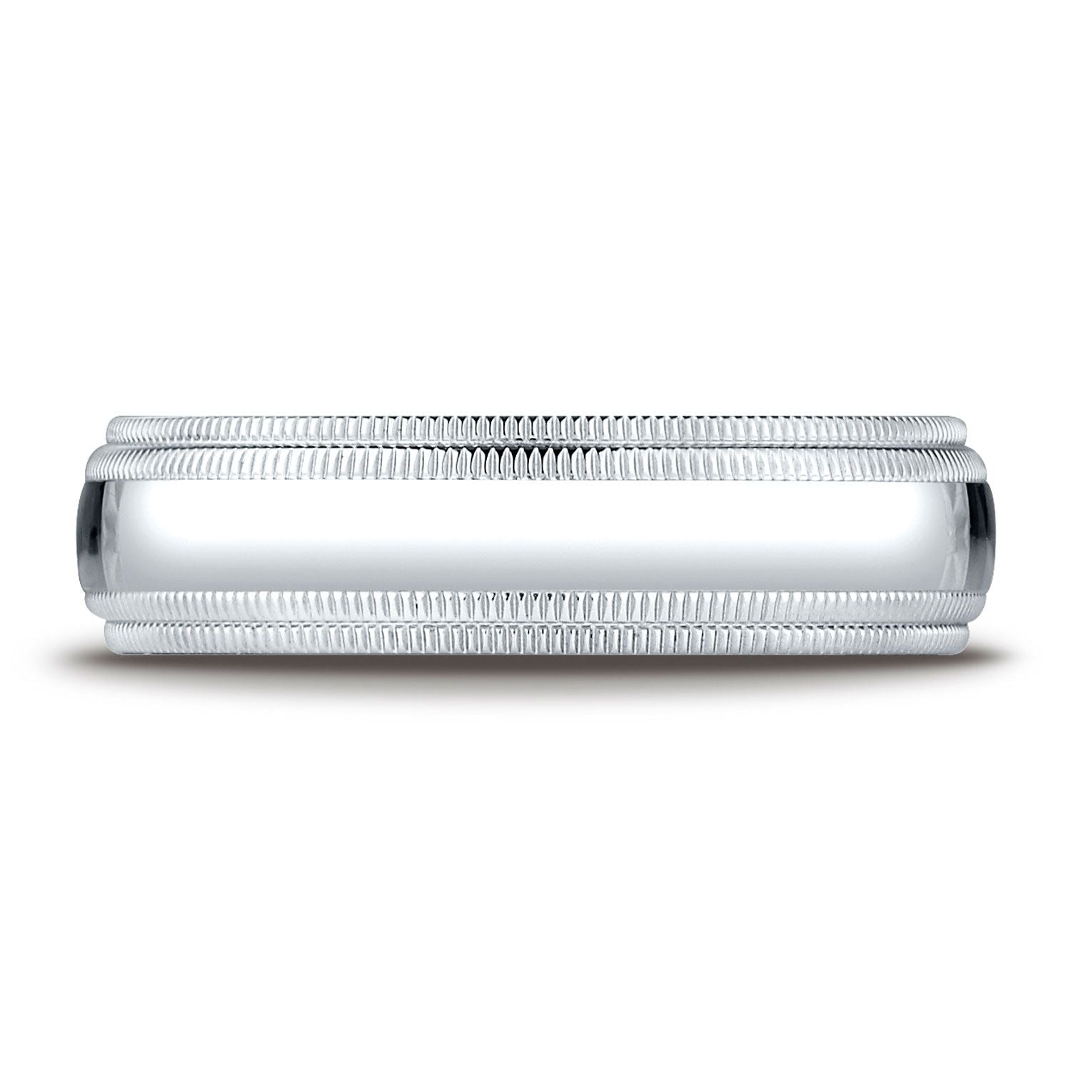 แหวนแพลทินัม 6 มม. แบบโค้งเล็กน้อย ดีไซน์มาตรฐาน ใส่สบาย พร้อมลายมิลเกรนคู่