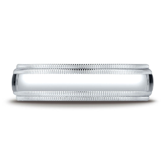 แหวนแพลทินัม 6 มม. แบบโค้งเล็กน้อย ดีไซน์มาตรฐาน ใส่สบาย พร้อมลายมิลเกรนคู่