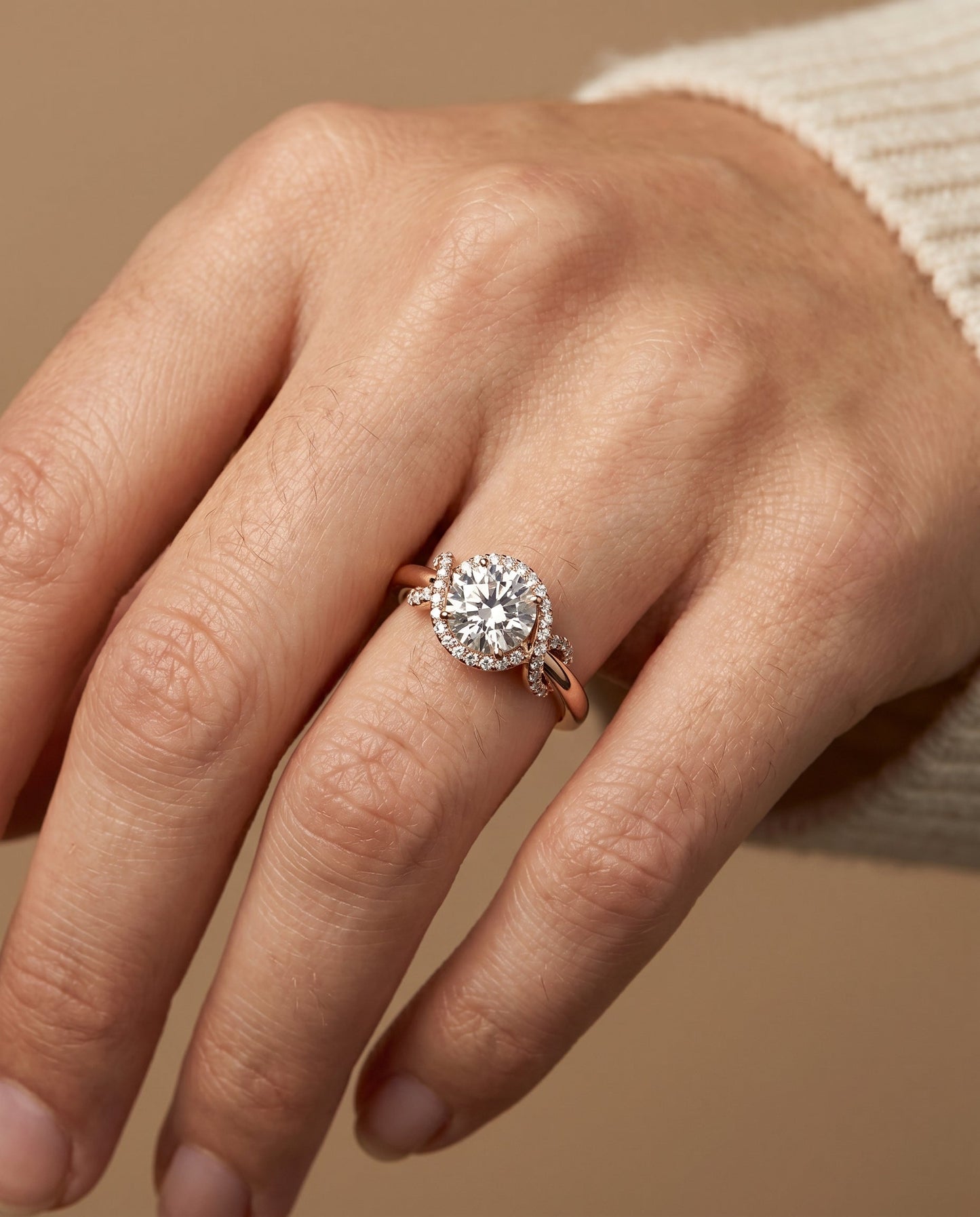 Calista Select Love Knot Halo in 14K Rose Gold – view 3