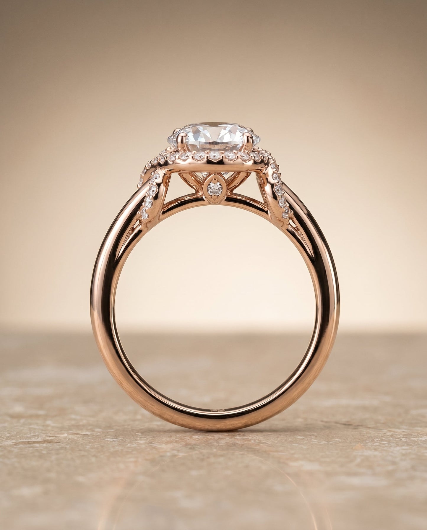 Calista Select Love Knot Halo in 14K Rose Gold – view 6