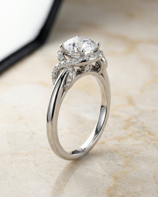 Love Knot Halo Engagement Ring Setting in 14K White Gold