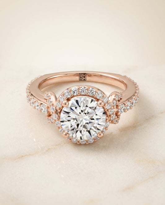 Bess Select Love Knot Pave Halo in 14K Rose Gold – view 1