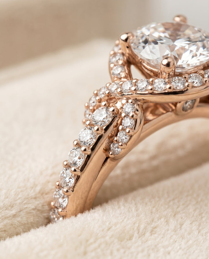 Bess Select Love Knot Pave Halo in 14K Rose Gold – view 4
