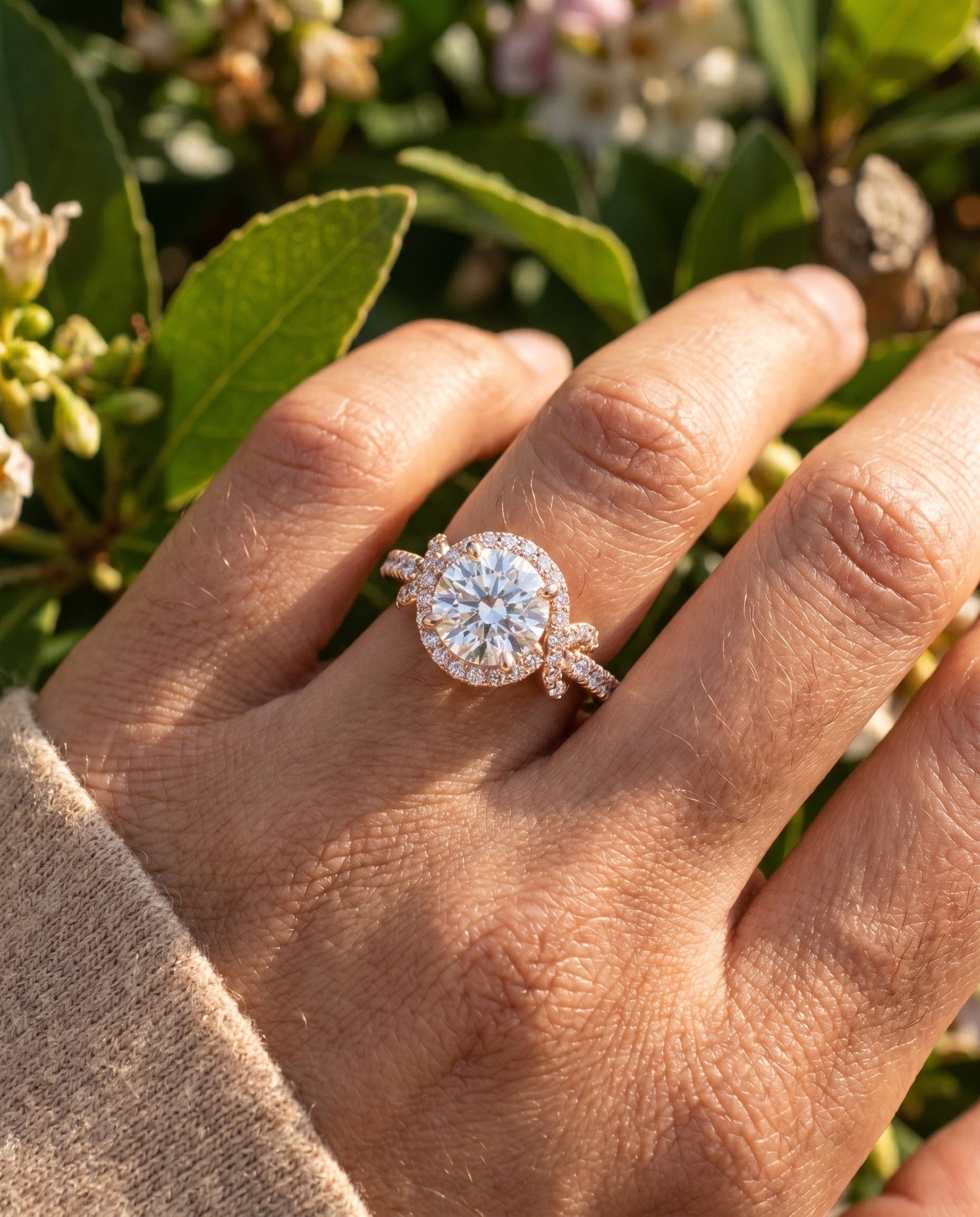 Bess Select Love Knot Pave Halo in 14K Rose Gold – view 7