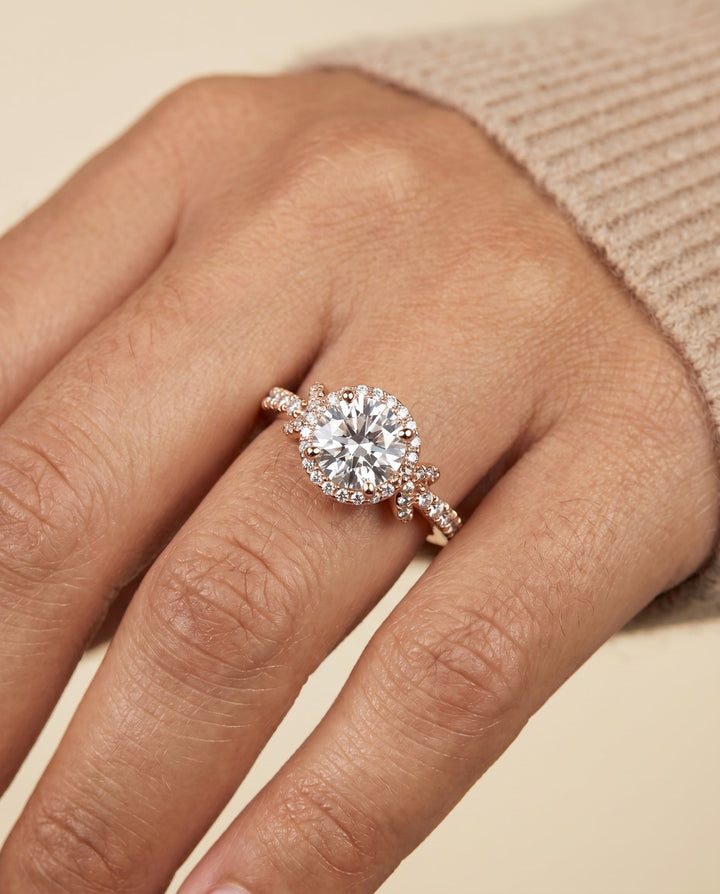 Bess Select Love Knot Pave Halo in 14K Rose Gold – view 5