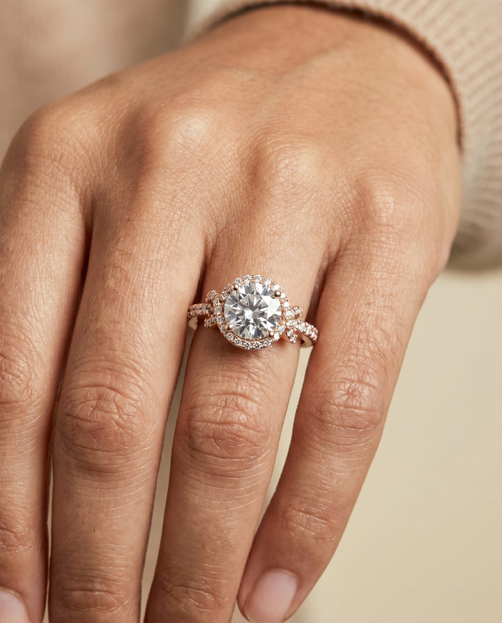 Bess Select Love Knot Pave Halo in 14K Rose Gold – view 3