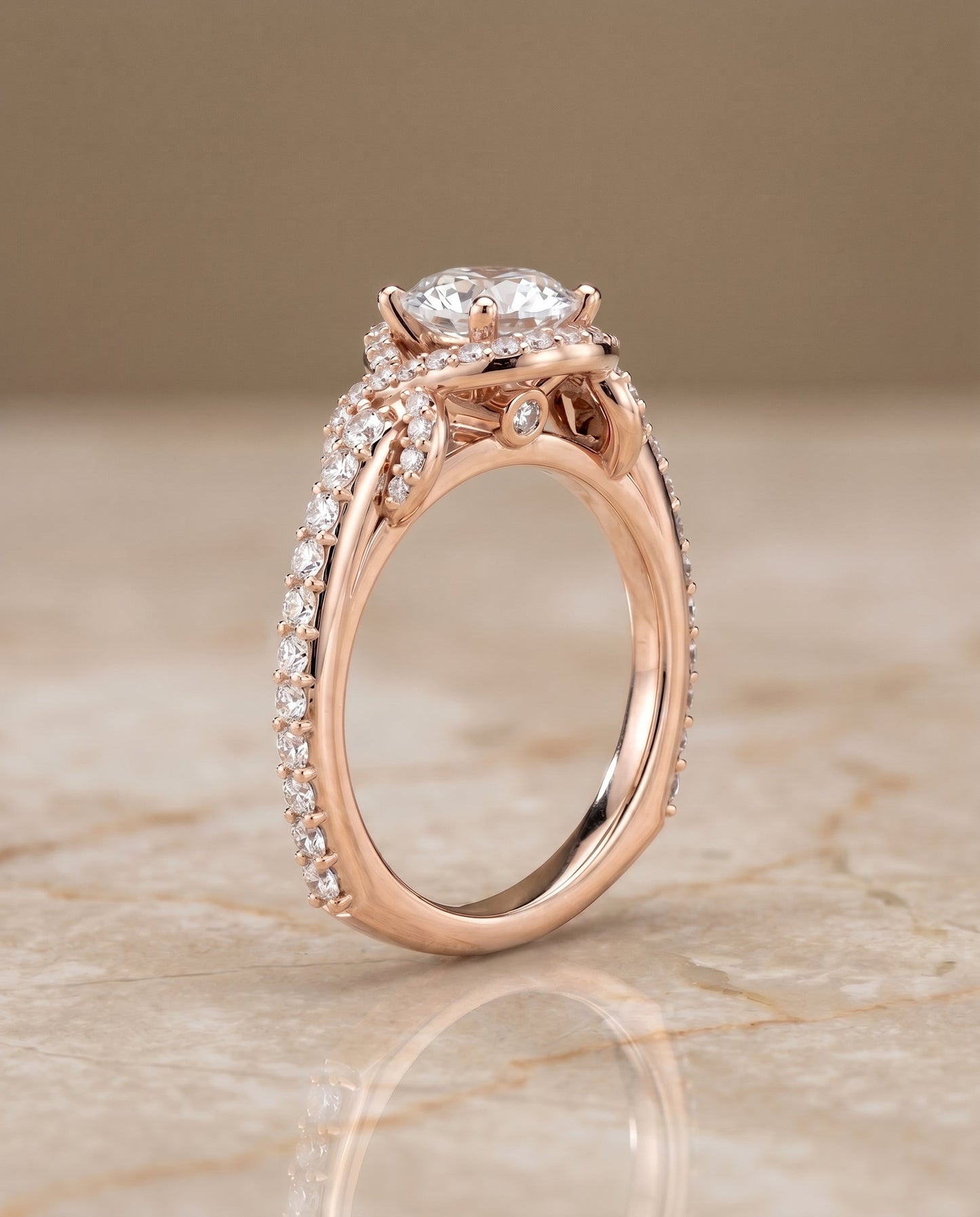 Bess Select Love Knot Pave Halo in 14K Rose Gold – view 6