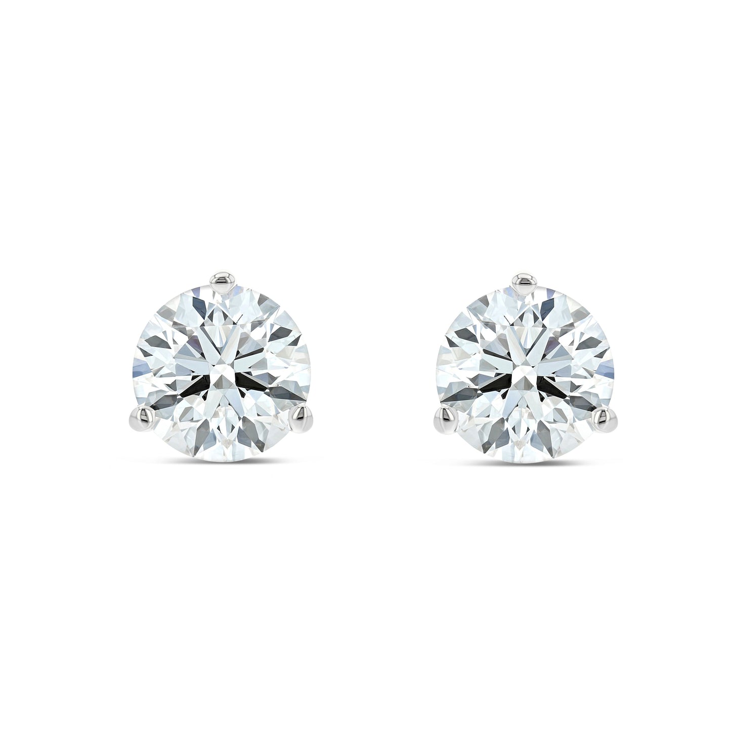 Platinum 3-prong Martini Round Diamond Stud Earrings 1ctw (5.0mm Ea), H Color, Si3-i1 Clarity