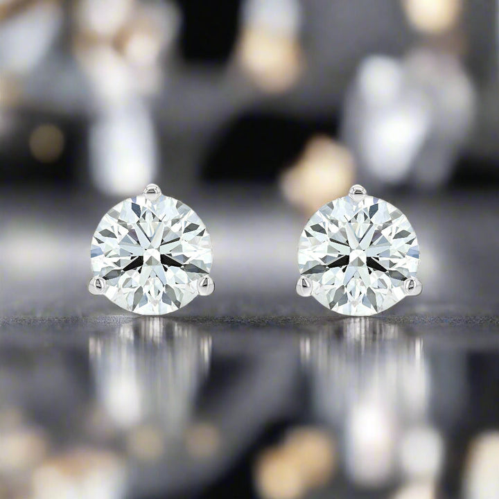 6ct tw Round Brilliant Lab Diamond Stud Earrings, in 14K White Gold – front view | RockHer