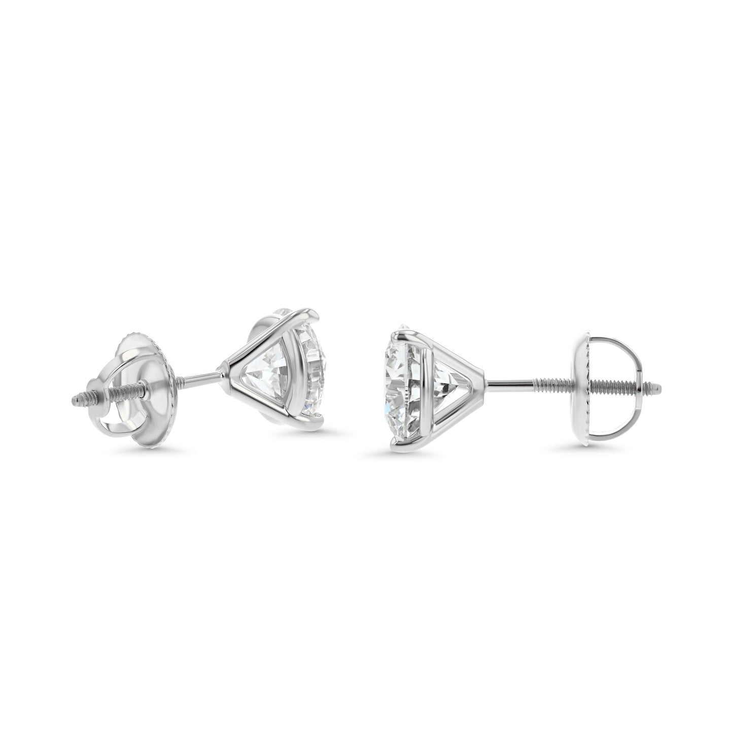 14k White Gold 3-prong Round Brilliant Diamond Stud Earrings (1.48 Ct. T.w., Vs1-vs2 Clarity, H-i Color)