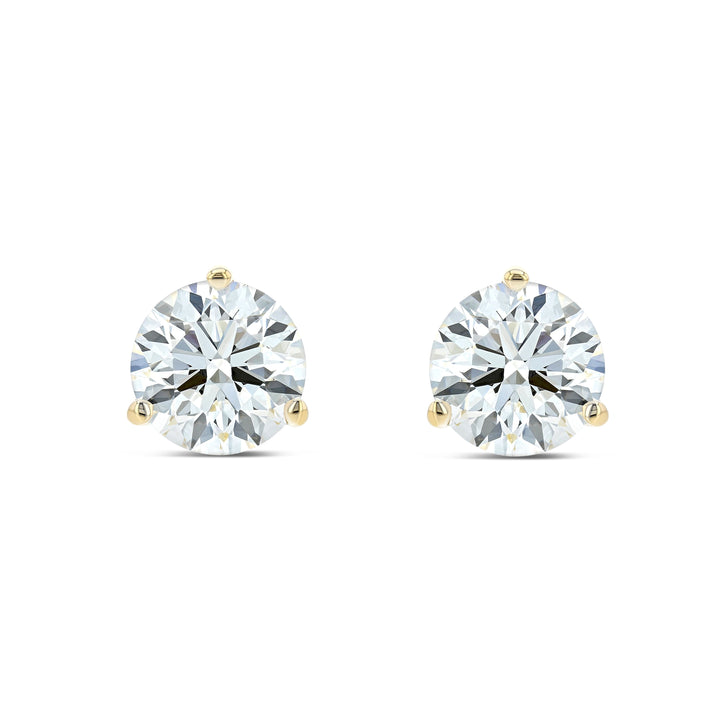 18k Yellow Gold 3-prong Martini Round Diamond Stud Earrings 1ctw (5.0mm Ea), H Color, Si3-i1 Clarity